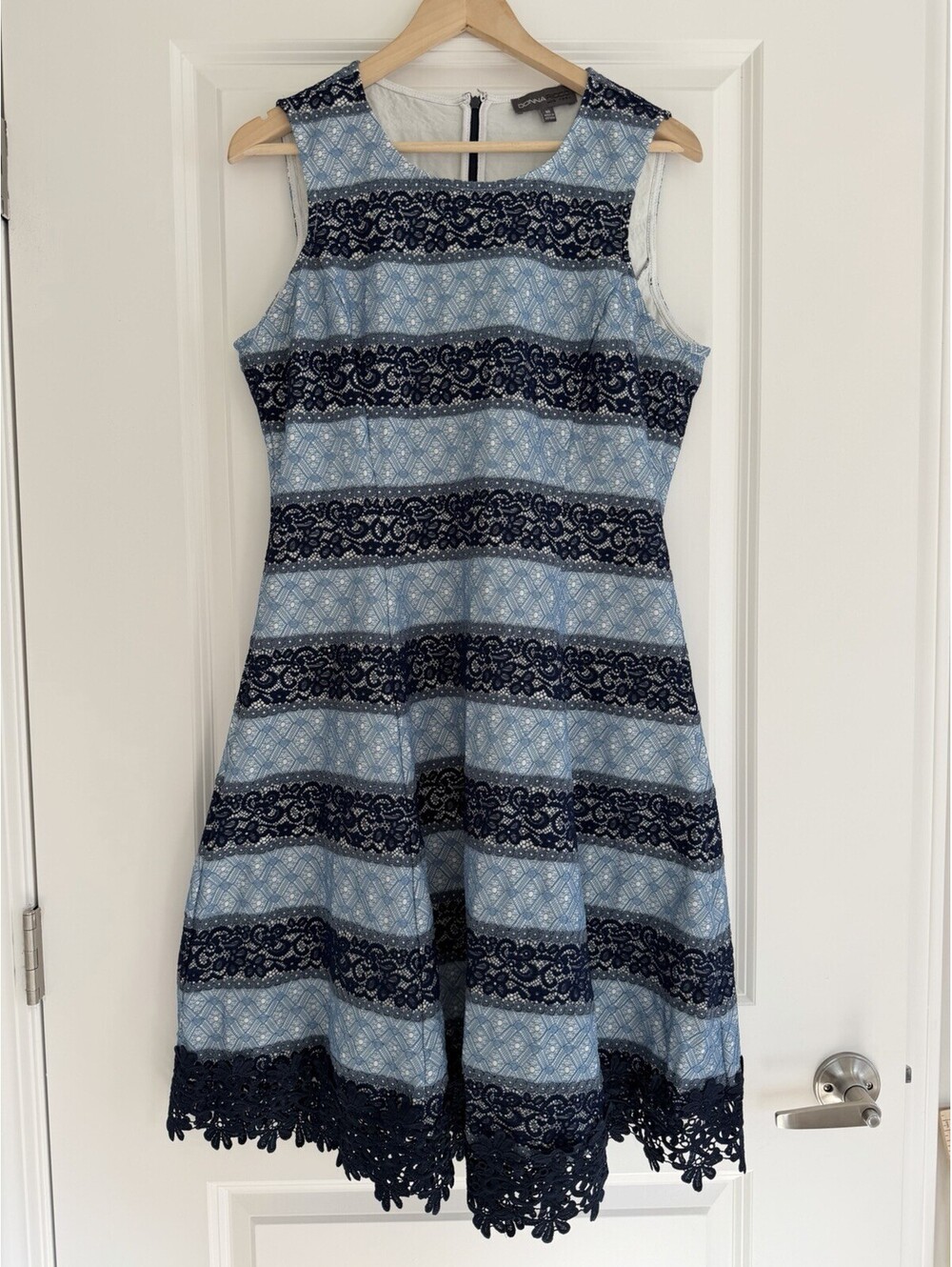 Donna Ricco New York Lace Fit and Flare Dress Size 10 Blue Romantic Chic